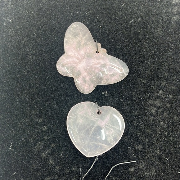 Vintage Rose Quartz Pearl Necklace Set - Mother-of-Pearl Cross Pendant - Picture 5 of 16